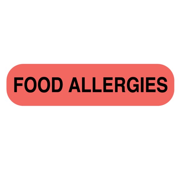 Food Allergies Label 5/16 x 1-1/4"